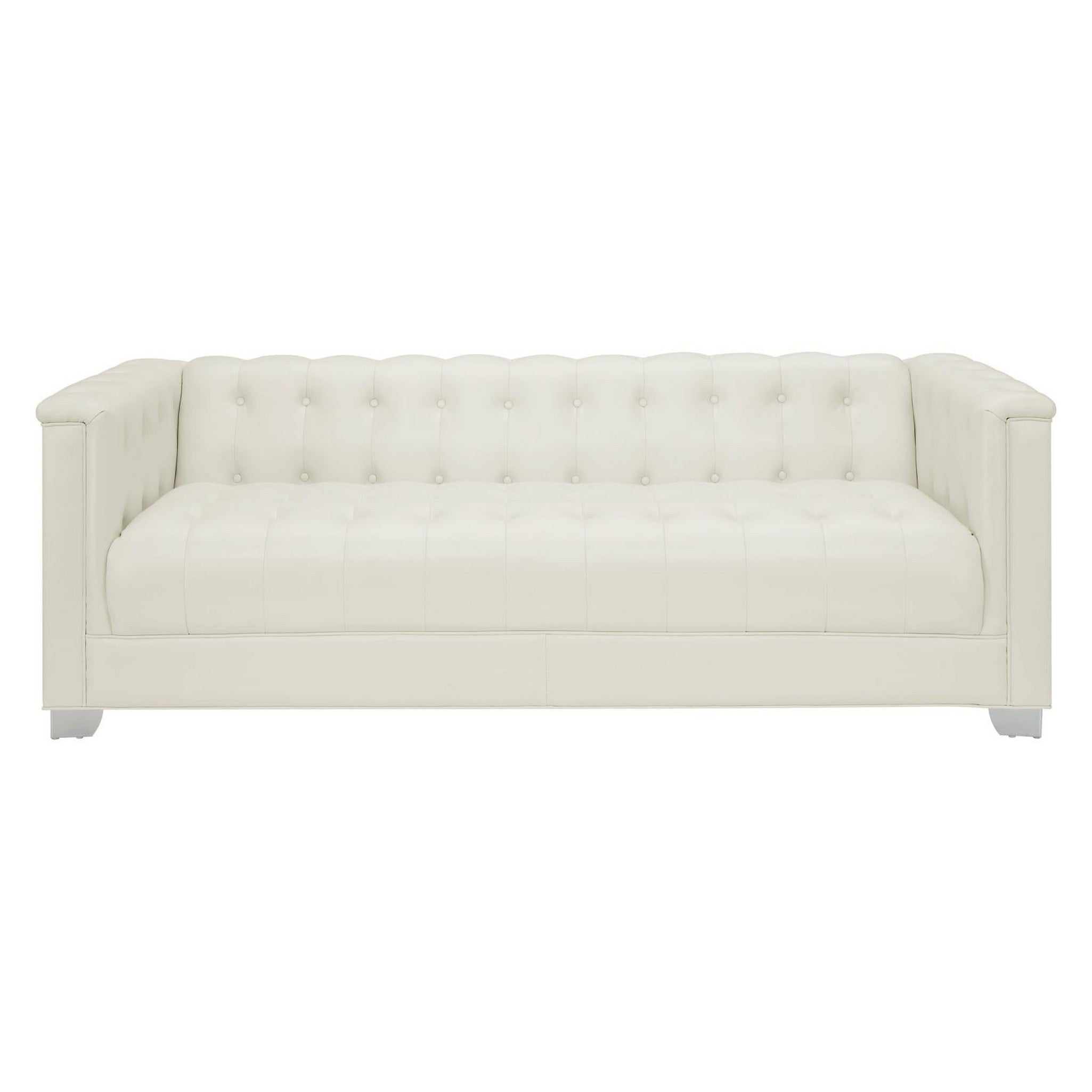 Chaviano Tufted Upholstered Sofa Pearl White 505391