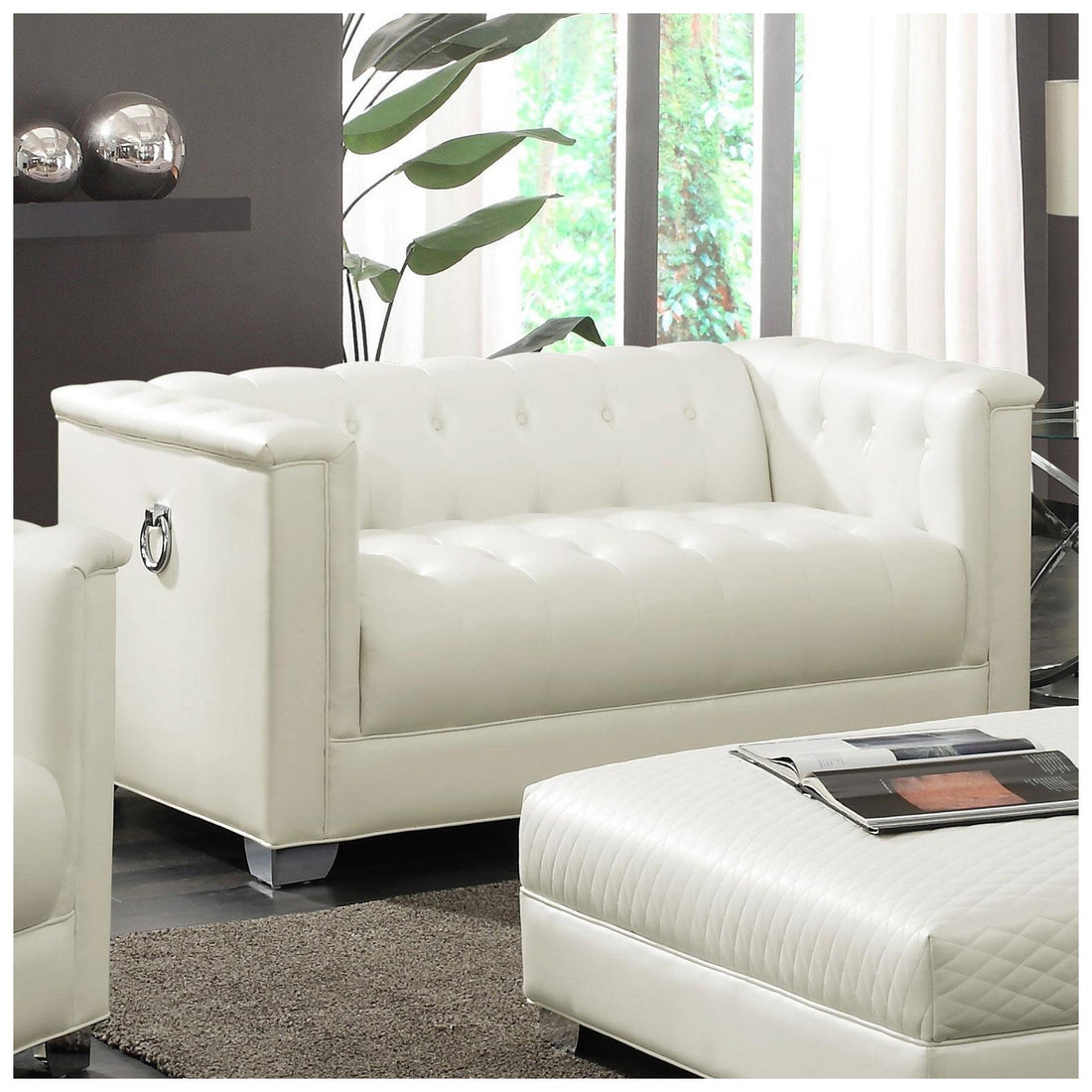 Chaviano Tufted Upholstered Loveseat Pearl White 505392