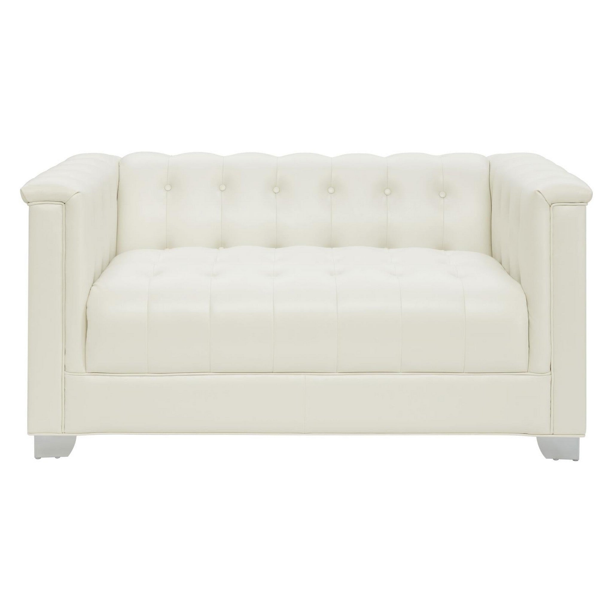 Chaviano Tufted Upholstered Loveseat Pearl White 505392