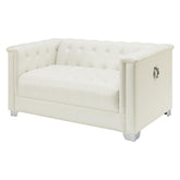 Chaviano Tufted Upholstered Loveseat Pearl White 505392