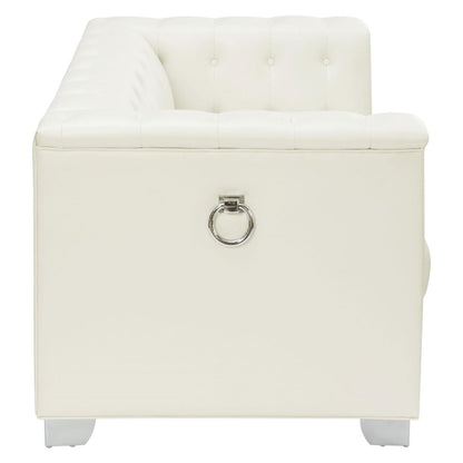 Chaviano Tufted Upholstered Loveseat Pearl White 505392