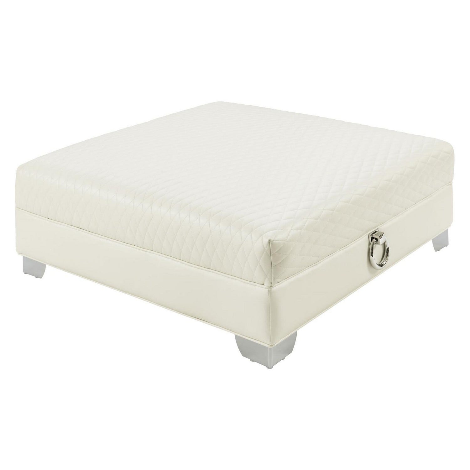 Chaviano Upholstered Ottoman Pearl White 505394