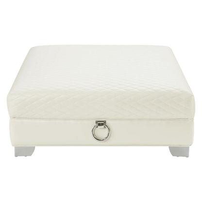Chaviano Upholstered Ottoman Pearl White 505394