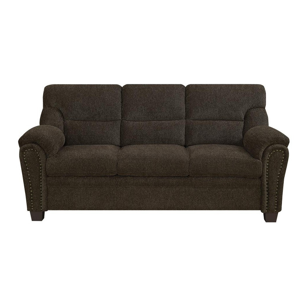 Clemintine Upholstered Sofa with Nailhead Trim Brown 506571