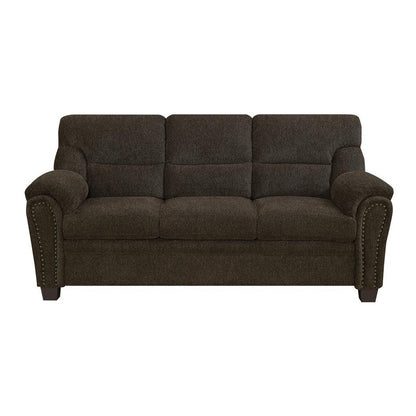 Clemintine Upholstered Sofa with Nailhead Trim Brown 506571