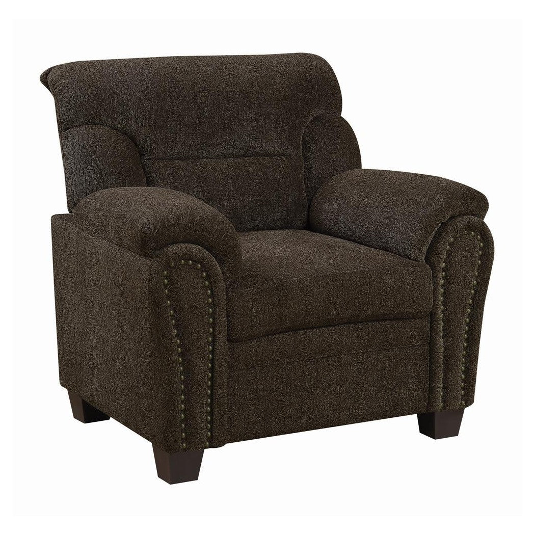 Clemintine Upholstered Chair with Nailhead Trim Brown 506573