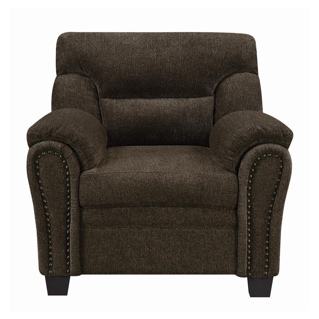 Clemintine Upholstered Chair with Nailhead Trim Brown 506573