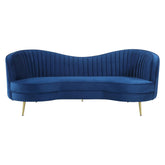 Sophia Upholstered Camel Back Sofa Blue 506861