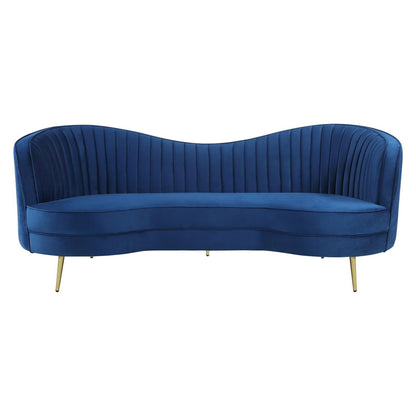 Sophia Upholstered Camel Back Sofa Blue 506861