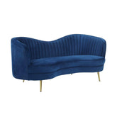 Sophia Upholstered Camel Back Loveseat Blue 506862