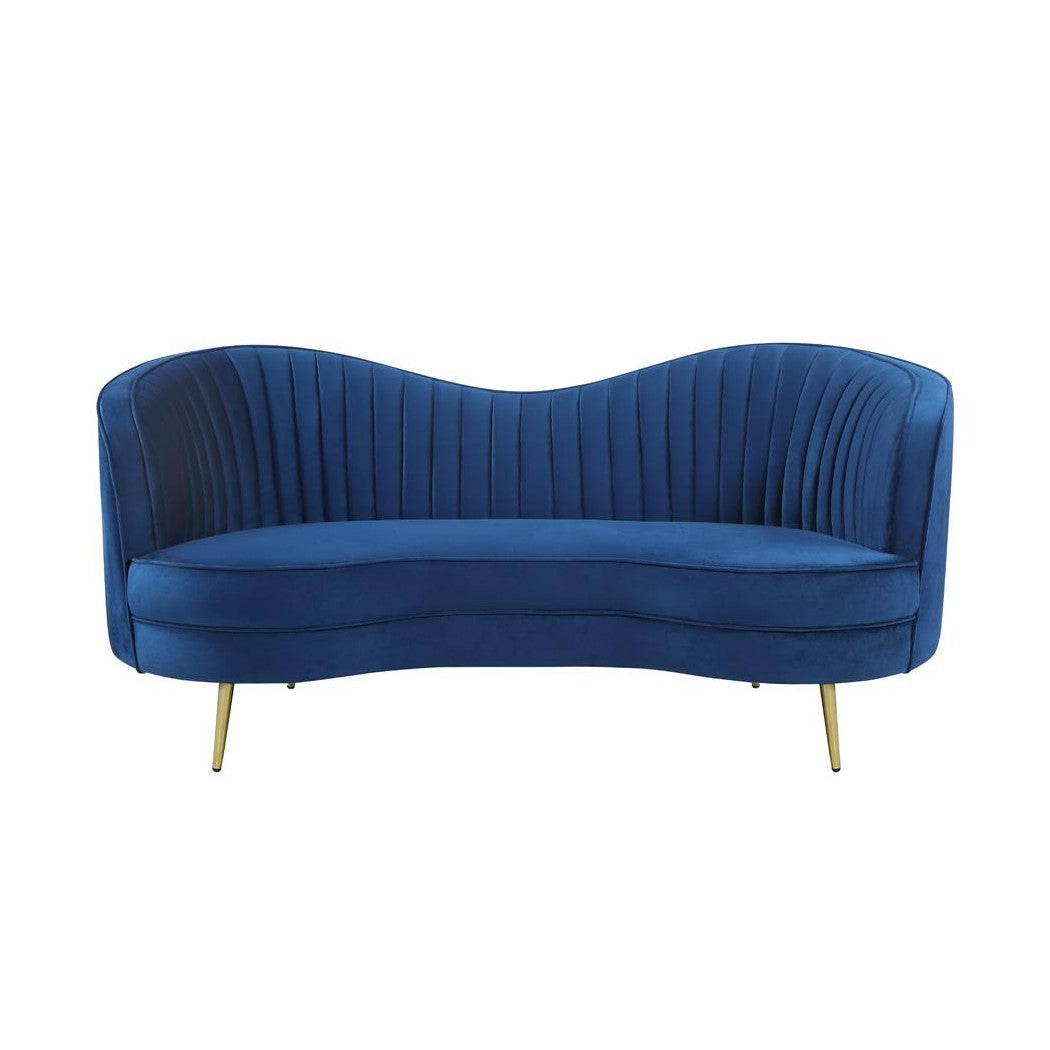 Sophia Upholstered Camel Back Loveseat Blue 506862