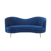 Sophia Upholstered Camel Back Loveseat Blue 506862