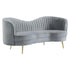 Sophia Upholstered Loveseat with Camel Back Grey and Gold 506865