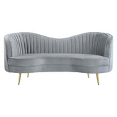 Sophia Upholstered Loveseat with Camel Back Grey and Gold 506865