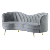 Sophia Upholstered Loveseat with Camel Back Grey and Gold 506865