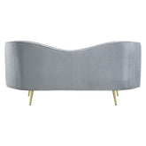 Sophia Upholstered Loveseat with Camel Back Grey and Gold 506865