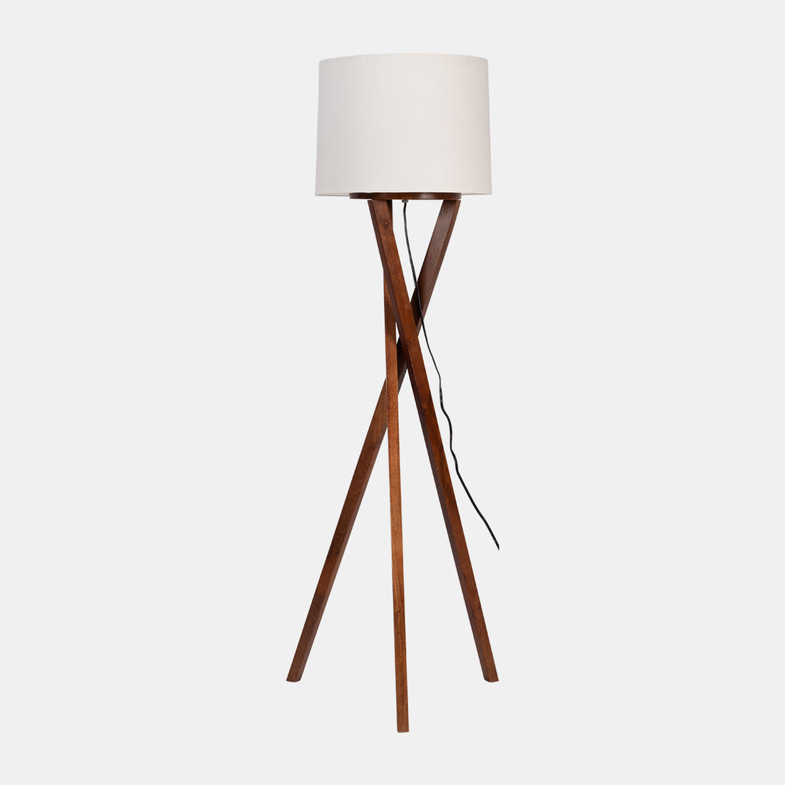 Sagebrook Home Wood, 55&quot;h Cylindrical Floor Lamp, Brown/off White