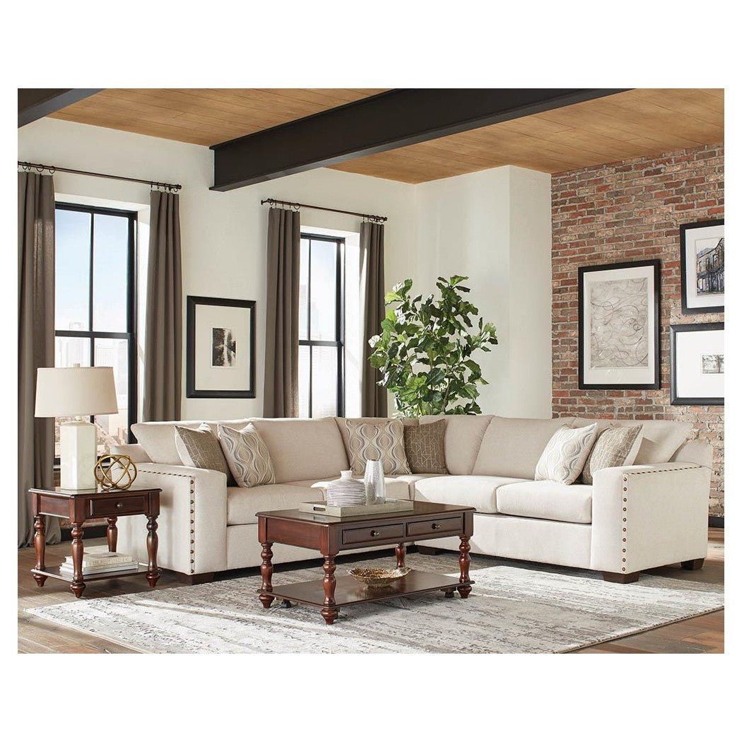 Aria L-shaped Sectional with Nailhead Oatmeal 508610