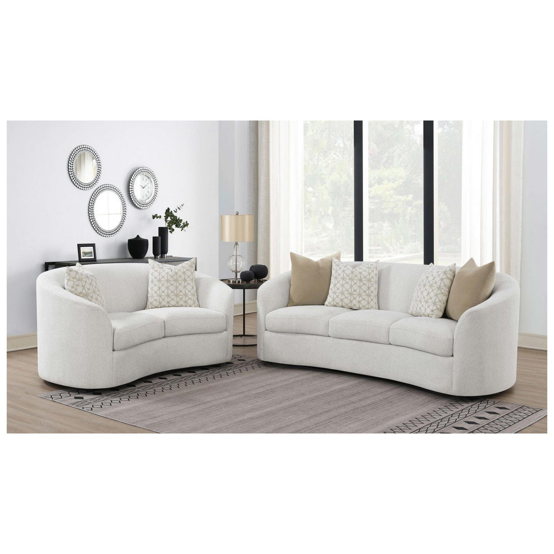 Rainn 2-piece Upholstered Tight Back Living Room Set Latte 509171-S2