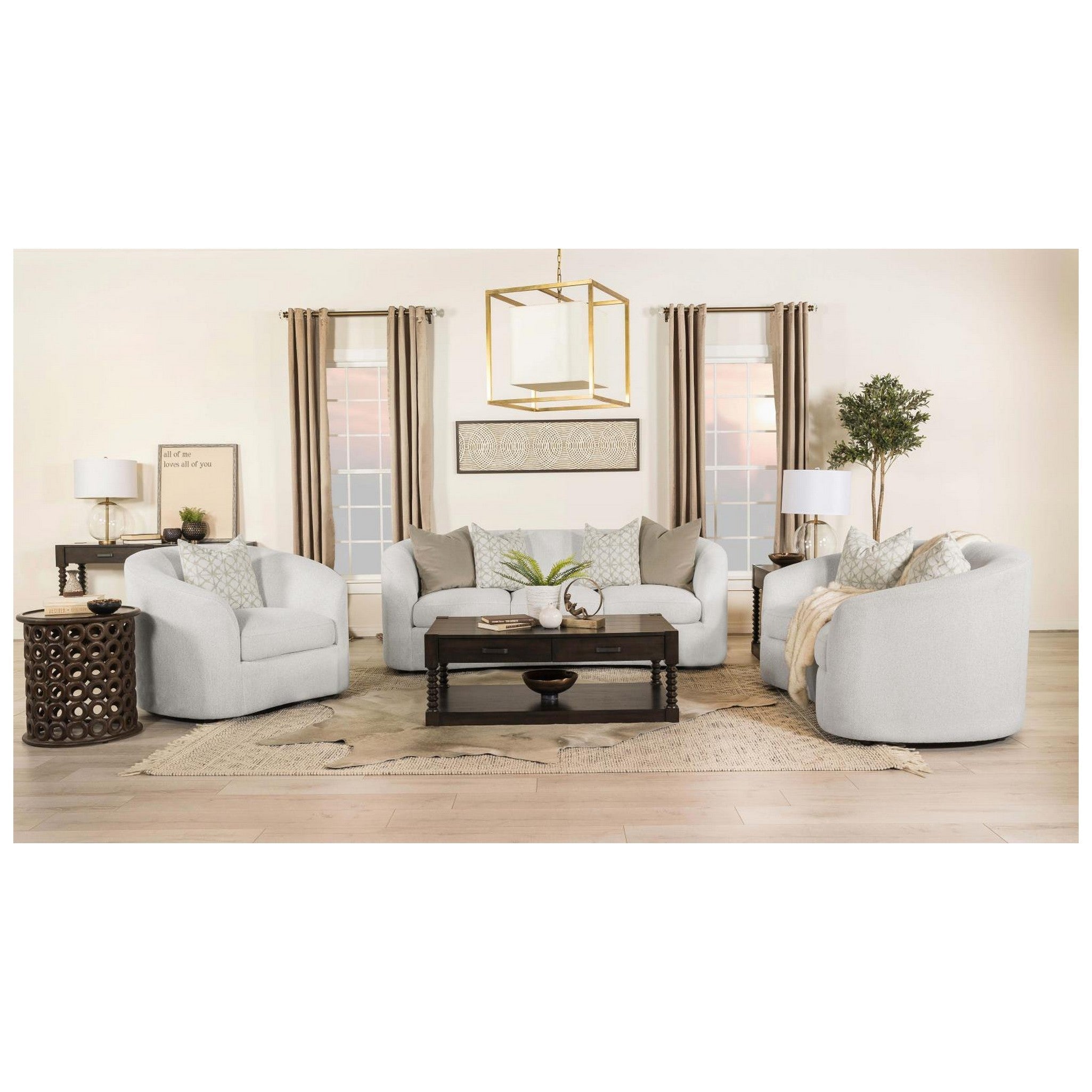 Rainn Upholstered Tight Back Sofa Latte 509171
