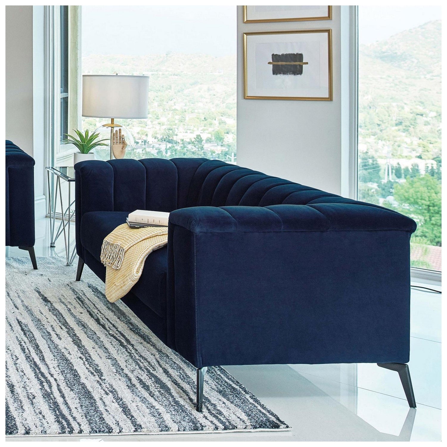 Chalet Tuxedo Arm Loveseat Blue 509212