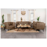Thatcher Upholstered Button Tufted Chair Brown 509423