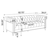 Bleker Tufted Tuxedo Arm Sofa Blue 509481