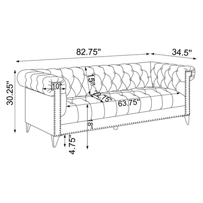 Bleker Tufted Tuxedo Arm Sofa Blue 509481