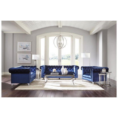 Bleker Tufted Tuxedo Arm Sofa Blue 509481