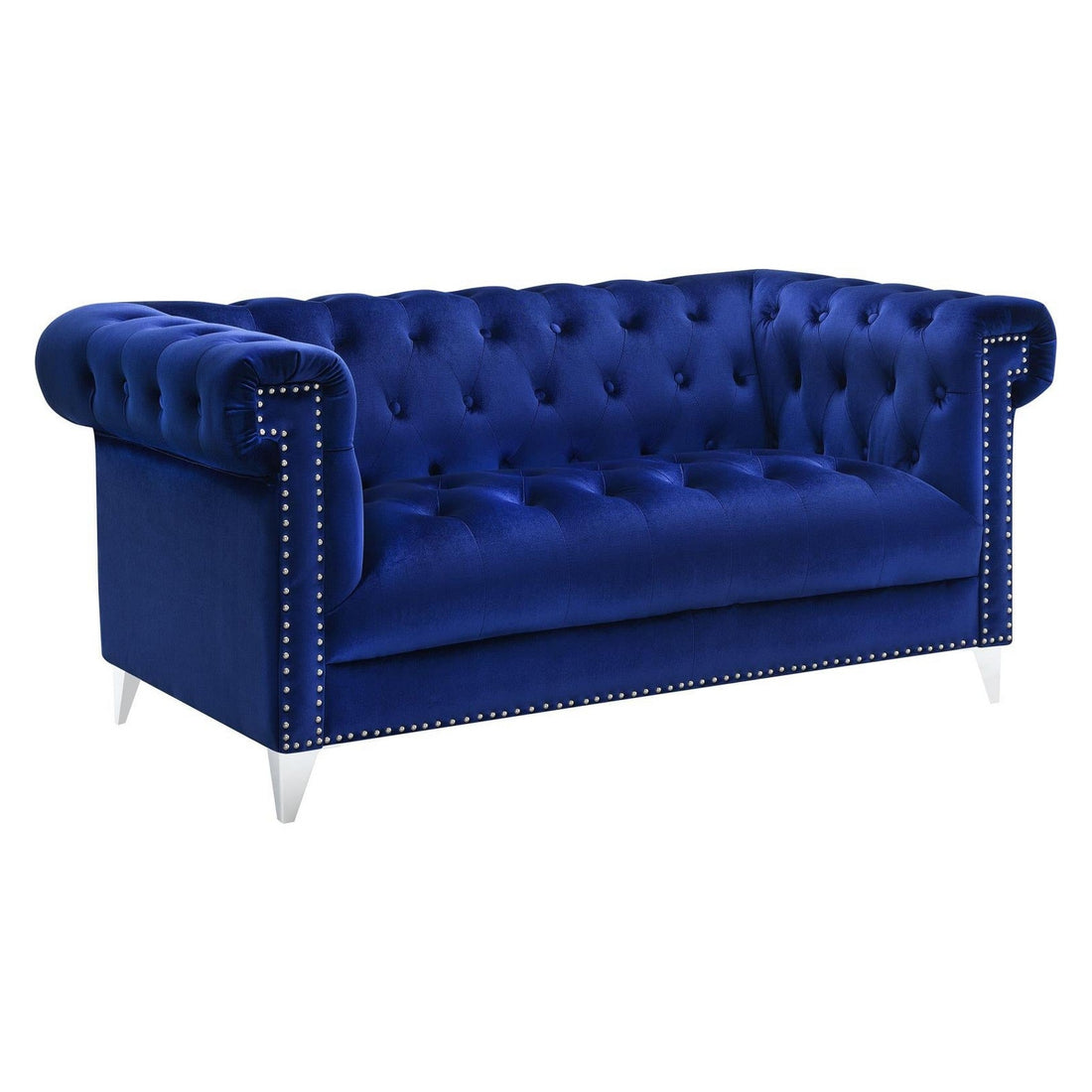 Bleker Tufted Tuxedo Arm Loveseat Blue 509482