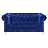 Bleker Tufted Tuxedo Arm Loveseat Blue 509482