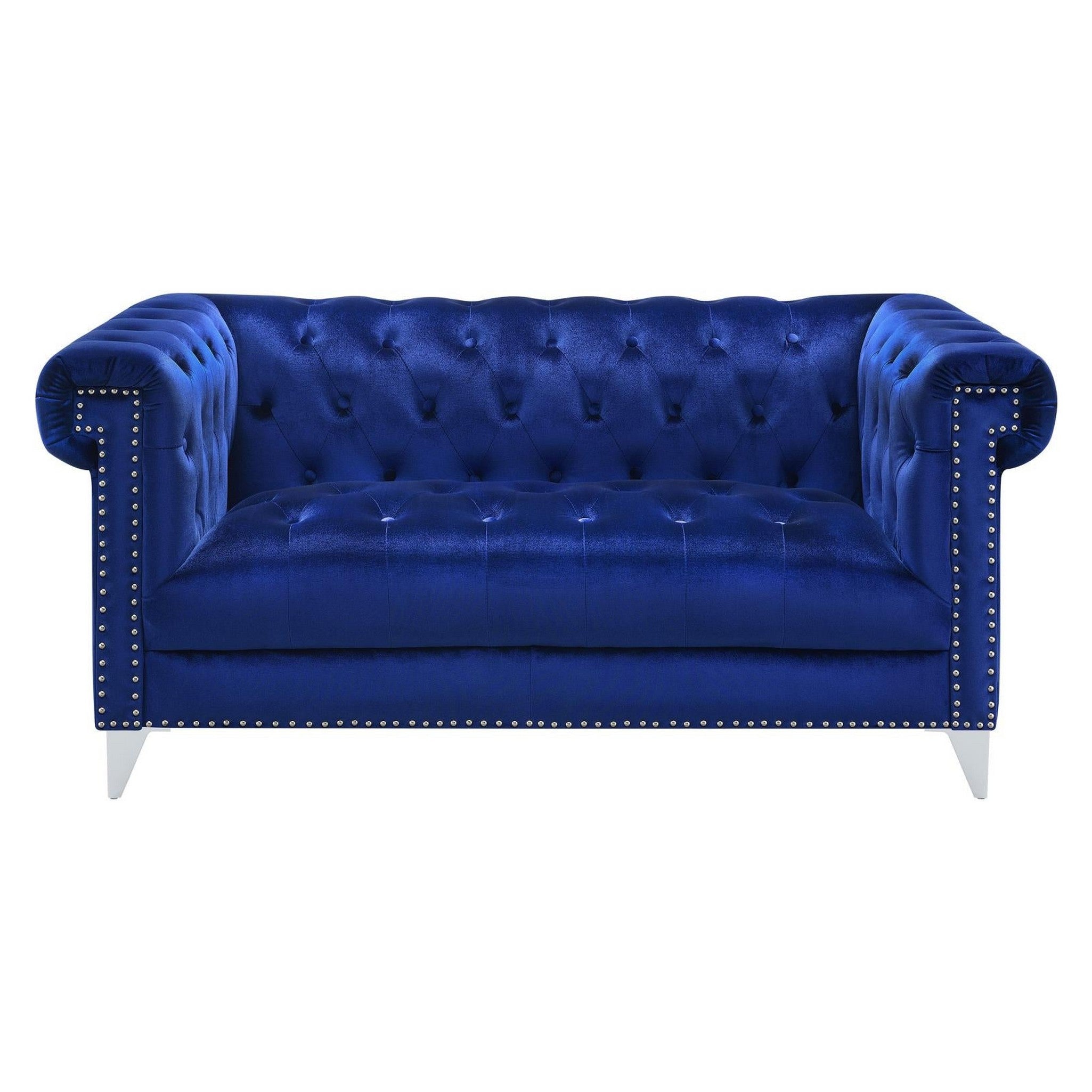 Bleker Tufted Tuxedo Arm Loveseat Blue 509482