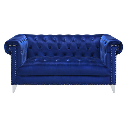 Bleker Tufted Tuxedo Arm Loveseat Blue 509482