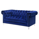 Bleker Tufted Tuxedo Arm Loveseat Blue 509482