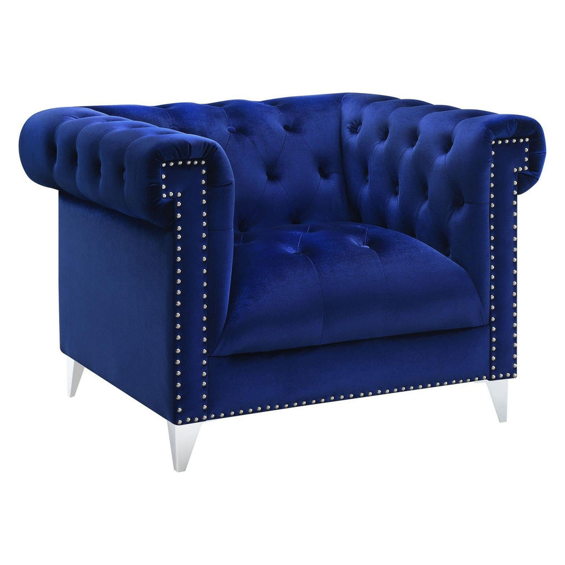 Bleker Tufted Tuxedo Arm Chair Blue 509483