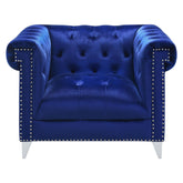 Bleker Tufted Tuxedo Arm Chair Blue 509483