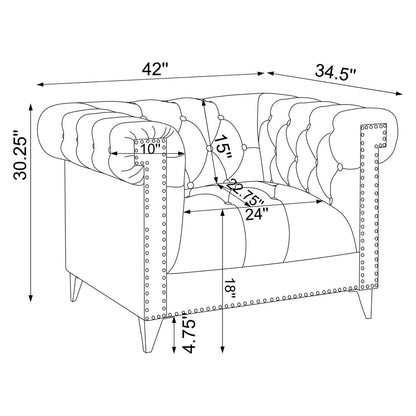 Bleker Tufted Tuxedo Arm Chair Blue 509483