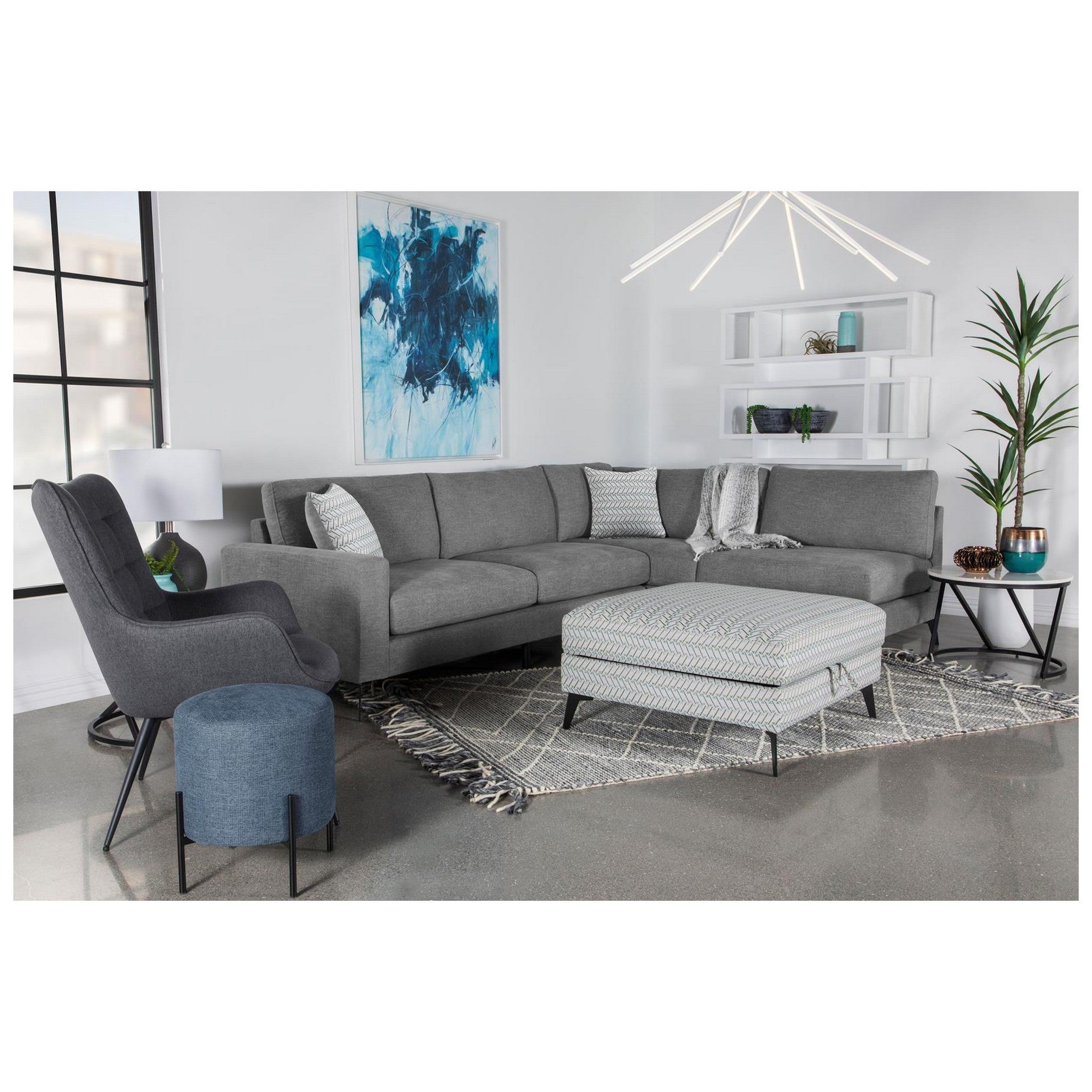 Clint Upholstered Ottoman with Tapered Legs Multi-color 509807