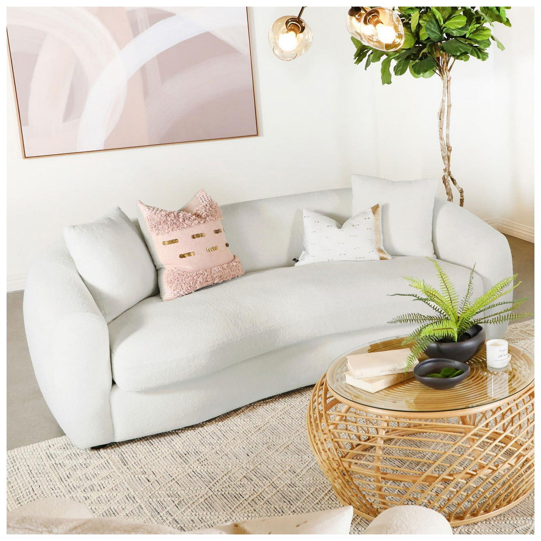Isabella Upholstered Tight Back Sofa White 509871