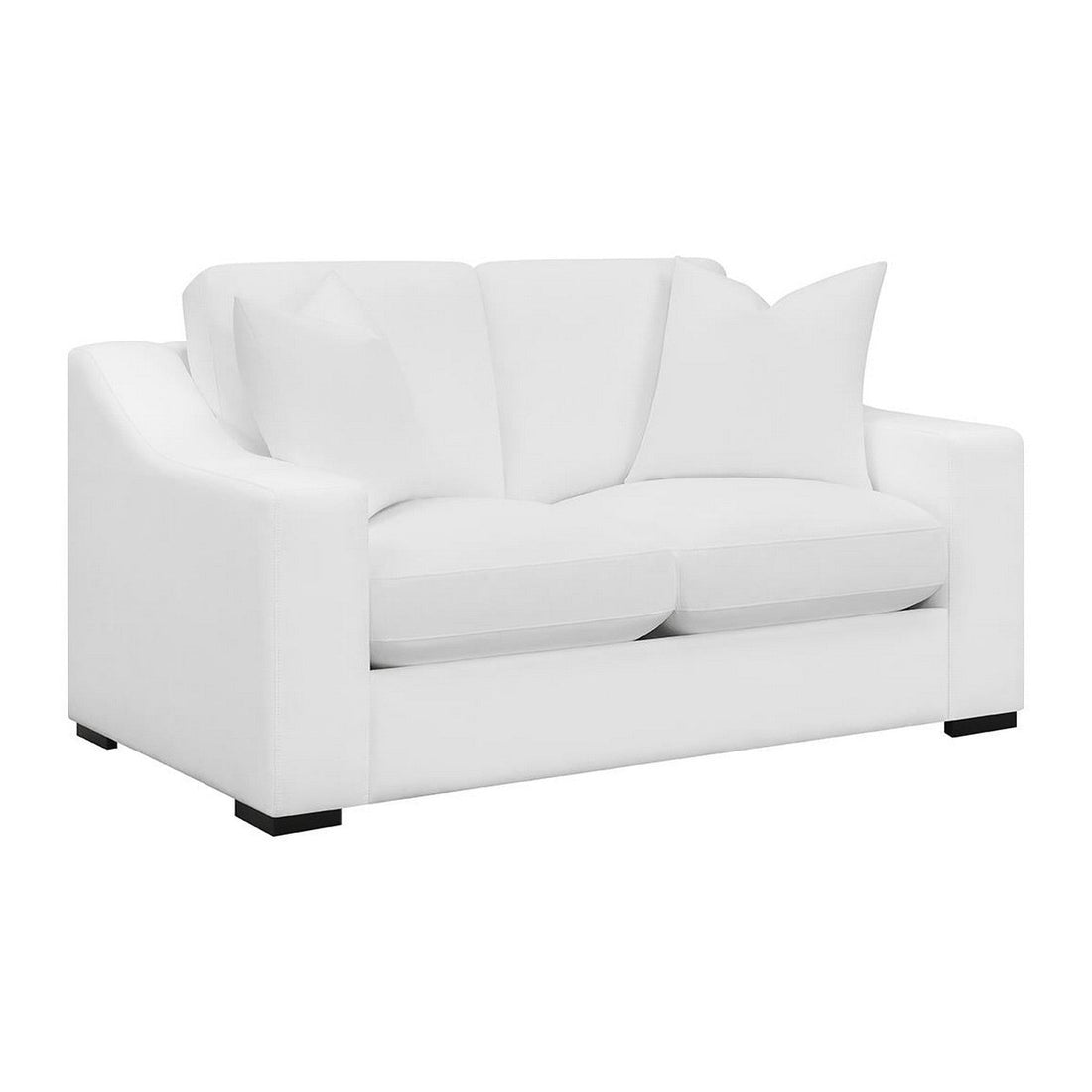Ashlyn Upholstered Sloped Arms Loveseat White 509892