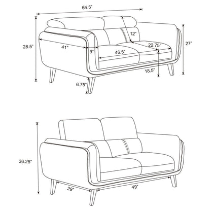 Shania 3-piece Track Arms Living Room Set Black 509921-S3