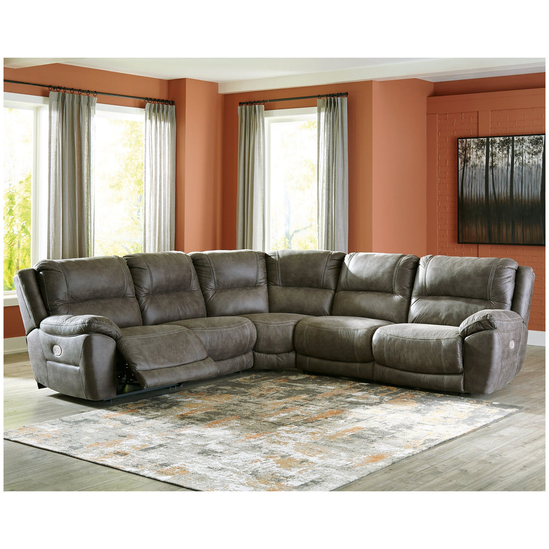 Cranedall 5-Piece Power Reclining Sectional Ash-51403S3