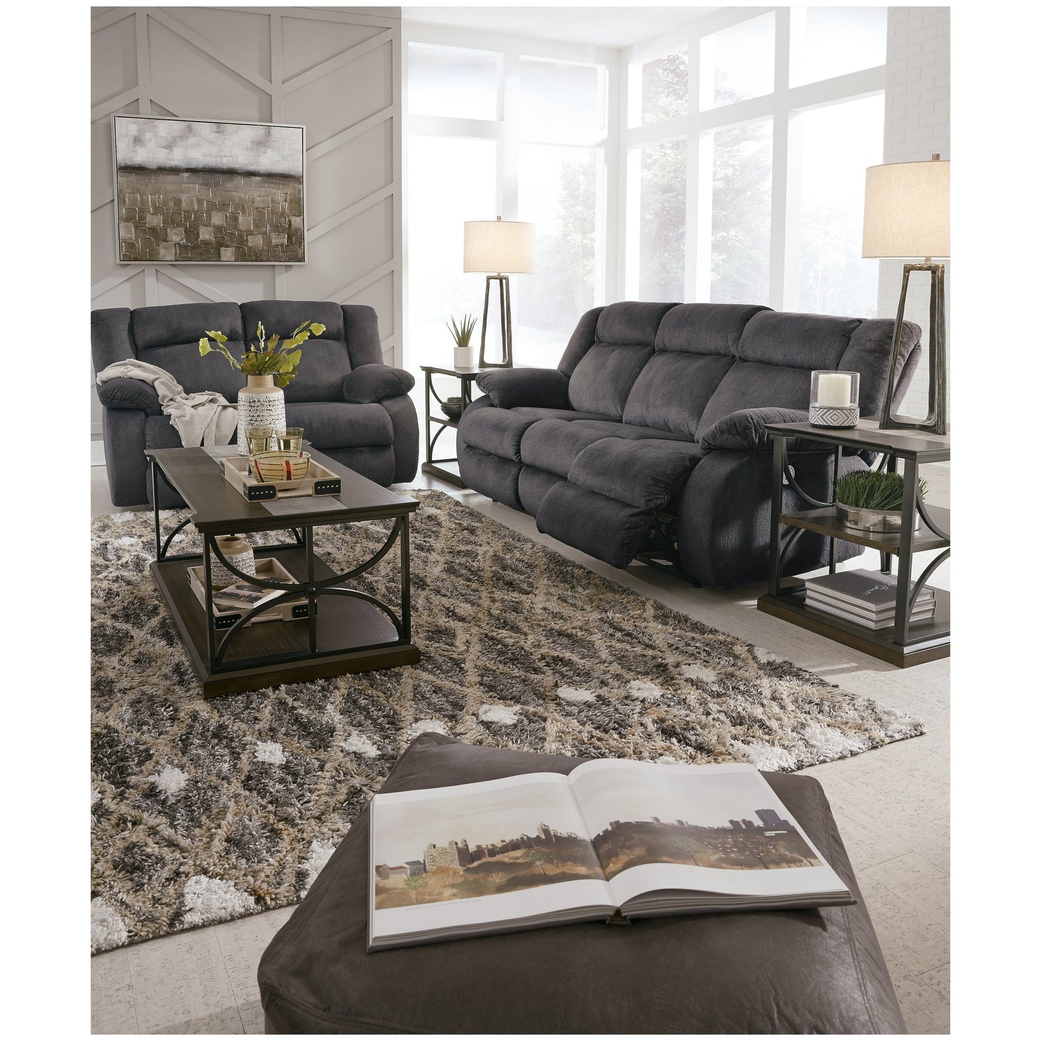 Burkner Reclining Sofa and Loveseat Ash-53804U1