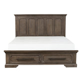 (3) QN BED W/ FTBD STRG, DISTRS DARK OAK 5438-1*