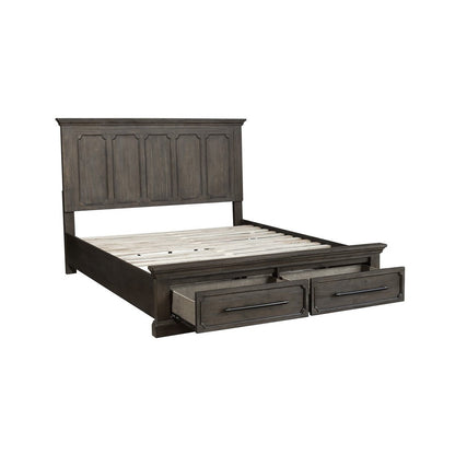 (3) CK BED W/ FTBD STRG, DISTRS DARK OAK 5438K-1CK*