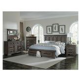 (3) EK BED W/ FTBD STRG, DISTRS DARK OAK 5438K-1EK*