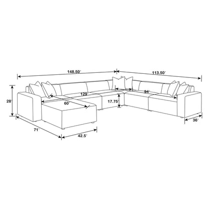 Freddie 7-piece Upholstered Modular Sectional Pearl 551641-SET