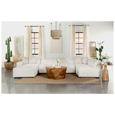 Freddie Upholstered Square Ottoman Pearl 551643