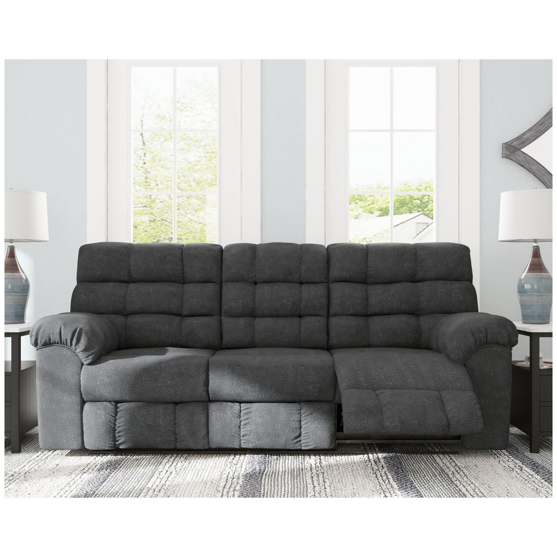 Wilhurst Reclining Sofa with Drop Down Table Ash-5540389