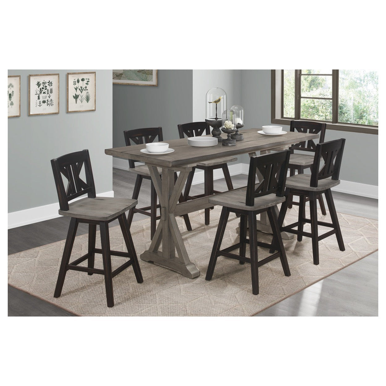 CNTR HGHT TBL, SOLID RUBBERWOOD, ANT.GRAY SAND THRU 5602-36